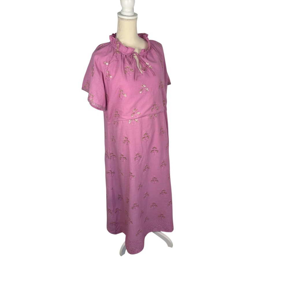 NWT‎ Clara The Label Pink Ruffle Trim Embroidered Amethyst Blair Midi Dress XL